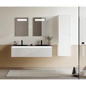 Lisbon 130 Cm Mat Beyaz Banyo Dolabı Takımı