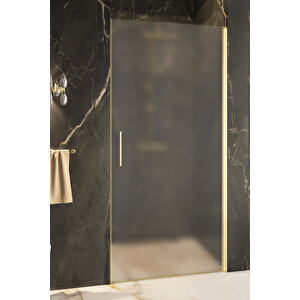 Cube Temperli 6 Mm Boy Menteşeli Ön Cephe Duşakabin Altın Profil Buzlu Cam 77 cm