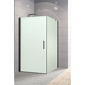Zelve Temperli 6 Mm Boy Menteşeli Kare Cam Duşakabin Siyah Profil Kumlama Cam 80x80 cm