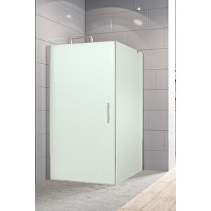 Zelve Temperli 6 Mm Boy Menteşeli Kare Cam Duşakabin Krom Profil Kumlama Cam 80x80 cm