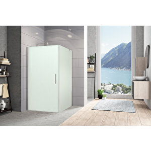 Zelve Temperli 6 Mm Boy Menteşeli Kare Cam Duşakabin Krom Profil Kumlama Cam 80x80 cm