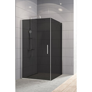 Zelve Temperli 6 Mm Boy Menteşeli Kare Cam Duşakabin Krom Profil Füme Cam 100x100 cm