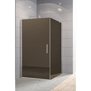 Zelve Temperli 6 Mm Boy Menteşeli Kare Cam Duşakabin Krom Profil Bronz Reflekte Cam 90x90 cm