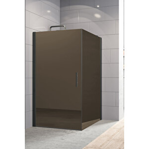 Zelve Temperli 6 Mm Boy Menteşeli Kare Cam Duşakabin Siyah Profil Bronz Reflekte Cam 100x100 cm