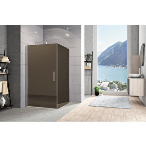 Zelve Temperli 6 Mm Boy Menteşeli Kare Cam Duşakabin Krom Profil Bronz Reflekte Cam 70x70 cm