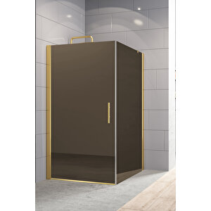 Zelve Temperli 6 Mm Boy Menteşeli Kare Cam Duşakabin Altın Profil Bronz Reflekte Cam 80x80 cm