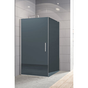 Zelve Temperli 6 Mm Boy Menteşeli Kare Cam Duşakabin Krom Profil Mavi Reflekte Cam 100x100 cm