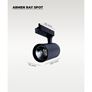 Armen 2 Adet Siyah Kasa Beyaz Işık Ray Spot Set  Ve 1 Metre Ray Set