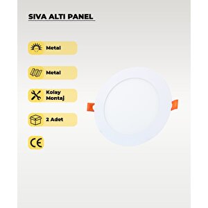 9w Sıva Altı Yuvarlak Slim Led Panel 3200k Sarı Işık - 2 Adet