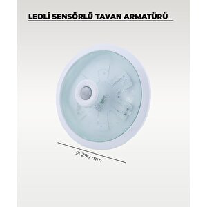 18w Ledli Sensörlü Tavan Armatürü 6500k Beyaz Işık -  Cam / Metal