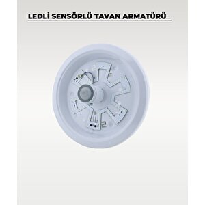 18w Ledli Sensörlü Tavan Armatürü 6500k Beyaz Işık -  Cam / Metal
