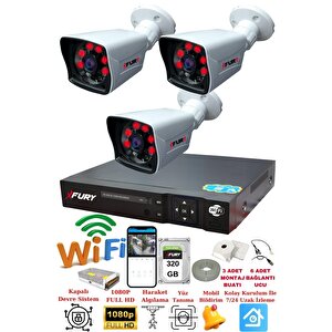 3 Kameralı 5mp Lensli 1080p 2mp Görüntü 6 Atom Gece Görüşlü Fullhd Güvenlik Kamerası 5525a 320gb