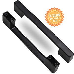 Çift Delikli Siyah 96-128 Mm Metal Köprü Kulp, Lüks Country Mutfak Mobilya Dolap Çekmece Kulpu 96-128 mm