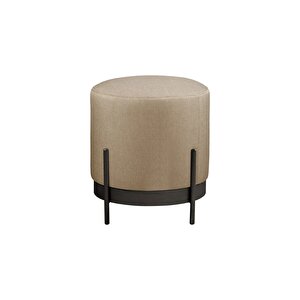 Ella Mio Puf, Metal Halkalı Puf, Makyaj Oturağı ,puf Bench Montajsız Oturak Siyah Metal Ayaklı Cappuccino