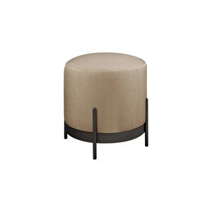 Ella Mio Puf, Metal Halkalı Puf, Makyaj Oturağı ,puf Bench Montajsız Oturak Siyah Metal Ayaklı Cappuccino