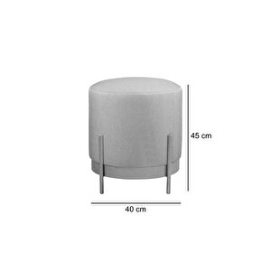 Ella Mio Puf, Metal Halkalı Puf, Makyaj Oturağı ,puf Bench Montajsız Oturak Siyah Metal Ayaklı Krem