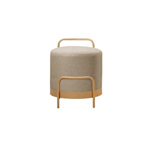 Ella Ola Puf, Metal Halkalı Puf, Makyaj Oturağı ,puf Bench Montajsız Oturak Gold Metal Ayaklı Cappuccino