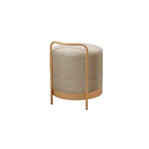 Ella Ola Puf, Metal Halkalı Puf, Makyaj Oturağı ,puf Bench Montajsız Oturak Gold Metal Ayaklı Cappuccino