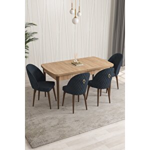 Milano Serisi 80x132 Açılabilir Mdf Atlantik Çam Mutfak Masa Takımı 4 Sandalye Antrasit