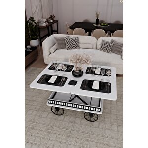 Capria Akıllı Sehpa Çalışma Masası Yemek Masası Yer Sofrası Tekerli Araba Model Sehpa