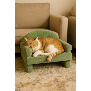 Pet Peluş Kedi Oturma Koltuğu Kedi Yatağı Yeşil