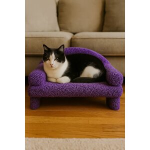 Pet Peluş Kedi Oturma Koltuğu Kedi Yatağı Mor