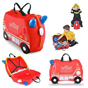 Trunki İtfaiye Aracı Frank Binilebilen Ve Sürülen Çocuk Bavulu