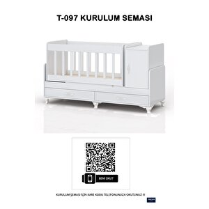 Anne Yanı, Sallanır, Büyüyen Bebek Beşiği, Yataklı, Mavi Uyku Setli, Çekmeceli, Kapaklı 60 X 120