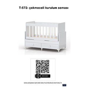 Anne Yanı Sallanır Bebek Beşiği, Mavi Uyku Setli, Yataklı, Çekmeceli 60 X 120
