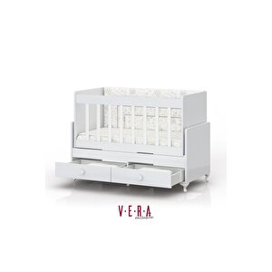 Anne Yanı Sallanır Bebek Beşiği, Sarı Uyku Setli, Yataklı, Çekmeceli 60 X 120