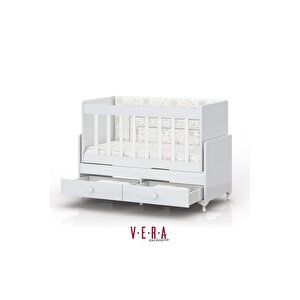 Anne Yanı Sallanır Bebek Beşiği, Gri Uyku Setli, Yataklı, Çekmeceli 60 X 120