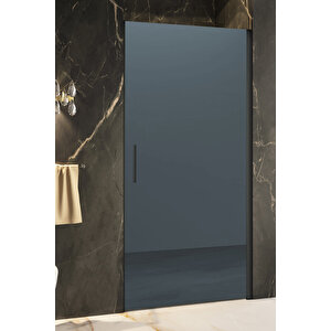 Cube Temperli 6 Mm Boy Menteşeli Ön Cephe Duşakabin Siyah Profil Mavi Reflekte Cam 87 cm