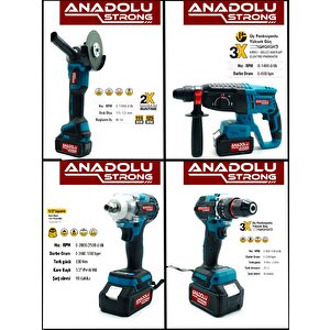 Tr-1453 4'lü Set Şarjlı Kömürsüz Motor Matkap Vidalama Kırıcı Delici Hilti Taşlama Somun Sökme Bijon Sökme
