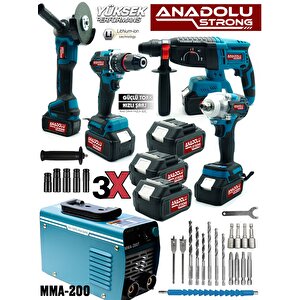 Tr-453 5'li Pro Set Kömürsüz Kırıcı Delici Matkap Vidalama Taşlama Bijon Sökme Kaynak Makinesi