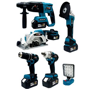 Germany Style Şarjlı Pro 6'lı Makine Seti Matkap Led Lamba Daire Testere Taşlama Hilti Somun Sökme