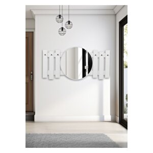 Elbise Askısı / Aynalı Askı / Dekoratif Askılık / Portmanto /duvar Askılık /flora Delphı (beyaz)