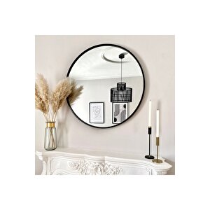 Ayna / Dekoratif Ayna / Yuvarlak Ayna / Banyo Ayna / Makyaj Ayna / Duvar Ayna / Flora Roma (si̇yah)