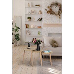 Zigon Sehpa / Üçlü Sehpa / Servis Sehpası /dekoratif Sehpa / Floara Ring (meşe)