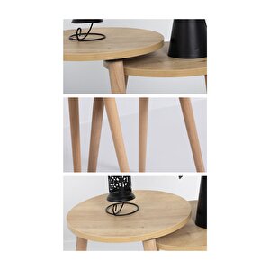 Zigon Sehpa / Üçlü Sehpa / Servis Sehpası /dekoratif Sehpa / Floara Ring (meşe)