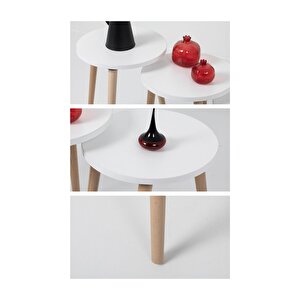 Zigon Sehpa / Üçlü Sehpa / Servis Sehpası /dekoratif Sehpa / Floara Ring (beyaz)