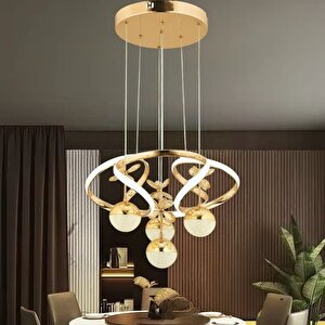 Gold 3 Renk Ledli Modern Özel Tasarım Sarkıt Ledli Avize Salon Avizesi Led Avize