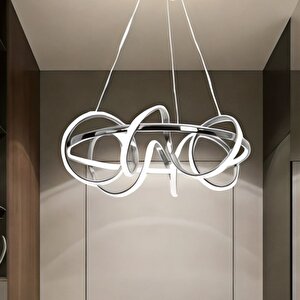 Krom 3 Renk Ledli Modern Özel Tasarım Sarkıt Ledli Avize Salon Avizesi Led