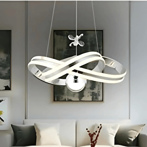 Krom 3 Renk Ledli Modern Özel Tasarım Sarkıt Ledli Avize Salon Avizesi