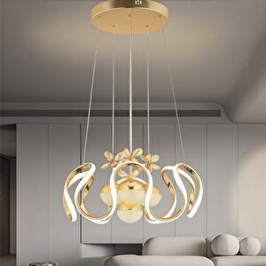 Modern 3 Renk Ledli Gold Kaplama Sarkıt Ledli Avize Salon Avizesi