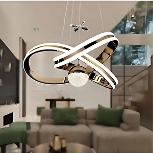 Gold 3 Renk Ledli Modern Özel Tasarım Sarkıt Ledli Avize Salon Avizesi