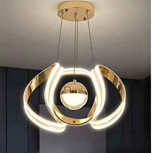  gold 3 Renk Ledli Modern Özel Tasarım Sarkıt Ledli Avize Salon Avizesi