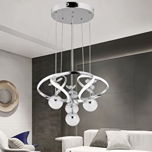Krom 3 Renk Ledli Modern Özel Tasarım Sarkıt Ledli Avize Salon Avizesi Led Avize