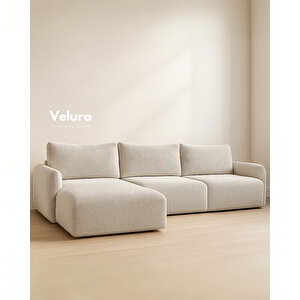 Enzo Modern Uzanmalı Köşe Takımı - Kırık Beyaz 150x315 cm