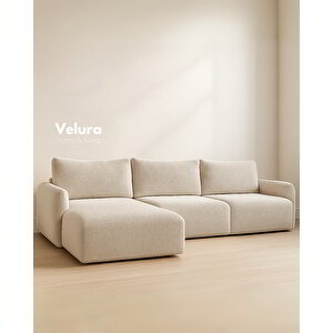 Enzo Modern Uzanmalı Köşe Takımı - Sütlü Kahve 150x315 cm