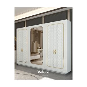 Saray Modern 6 Kapaklı Aynalı Gardırop (dolap) 240x210 cm